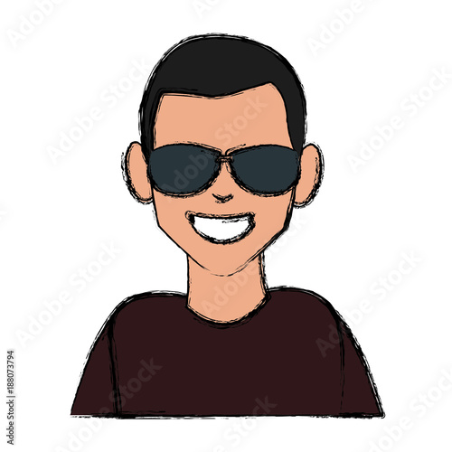 "Man with sunglasses cartoon icon vector illustration graphic design