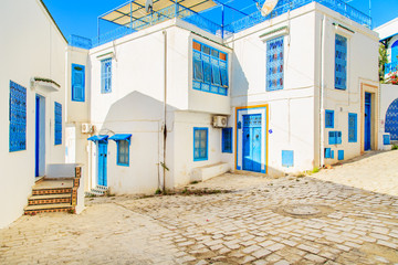 White-blue city of Sidi Bou Said, Tunisia.