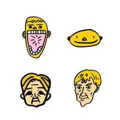 이모티콘 모음 / 손으로 그린 얼굴의 표정