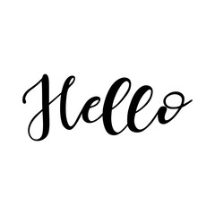 Lettering hello wrote by brush. Hello calligraphy.