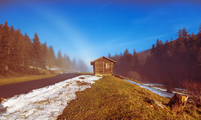 Holzhütte an der Passhöhe zu Bernau im Schwarzwald