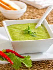 Green spicy sauce called mojo verde.