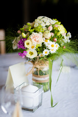 Beautiful wedding reception table decoration