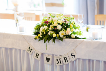Beautiful wedding reception table decoration