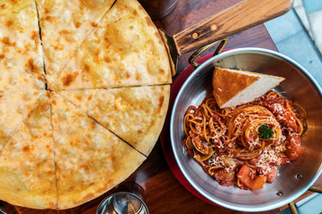 Pasta and pizza on the desktop