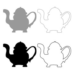 Teapot icon . Illustration grey and black color .