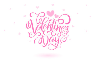 Fototapeta na wymiar Happy Valentines Day card, typography, background with hearts
