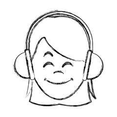 Woman with music headphones icon vector illustration graphic design