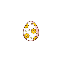 vector flat easter chicken egg icon. Spring holiday decorated festive symbol green colored with circles, flowers print for your design. Isolated illustration on a white background