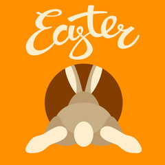 Fototapeta premium rabbit in a hole happy easter vector illustration flat