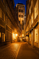 Fototapeta na wymiar Old Town of Gdansk by Night in Poland
