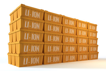 Rechargeable Li-ion battery isolated on white background. 3d illustration