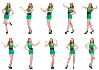 Fototapeta premium Young nice girl showing isolated on white