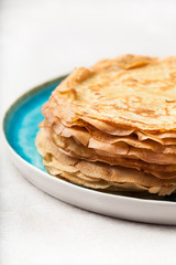 Stack of pancakes traditional for pancake week