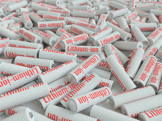 Rechargeable Li-ion battery isolated on white background. 3d illustration