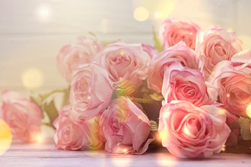 Fond de hotte en verre imprimé Roses roses rose clair
