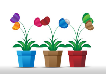 Concept and idea planting a heart flower. Vector EPS10
