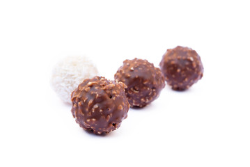 Chocolate ball confection candy isolated on white background