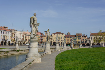 Fototapeta na wymiar City Square and park with canal in Padua, Italy April 2015