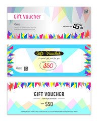 Colorful Gift certificate, voucher, gift card or cash coupon template in vector format