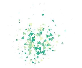 Cool Explosion, Broken Glass, Vector Moving Grunge Blast. Dirty Shatter Concept, Falling Triangle Fragments. Futuristic Green Shatter Particles Isolated. Mud, Burst, Boom, Bang Textured Background