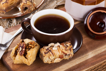 Baklava Pastries and a Cup of Coffee