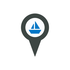 Boat cargo location marker pin pointer ship icon