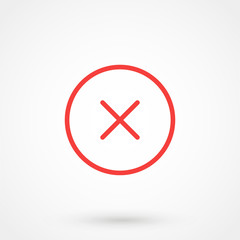 Obraz premium Cross sign element. Red X icon isolated on white background. Simple mark graphic design. Button for vote, decision, web. Symbol of error, check, wrong and stop, failed. Vector illustration