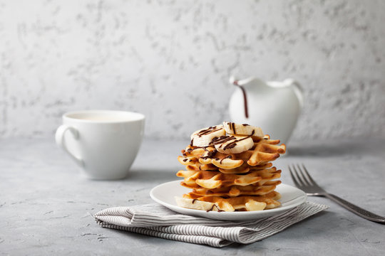 Waffles With Banana And Chocolate