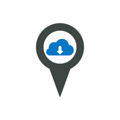 Cloud download location marker pin place places icon