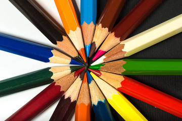 Set of colored pencils in the star shape