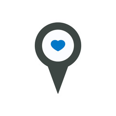 Favorite heart love marker pin place pointer icon
