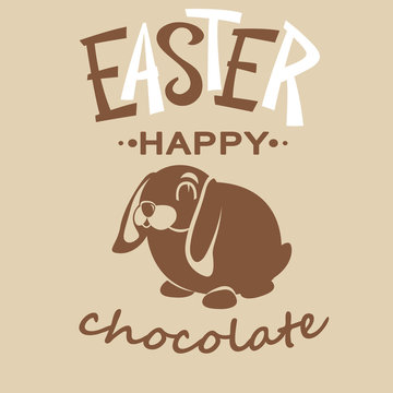 rabbit happy  easter    vector illustration flat style