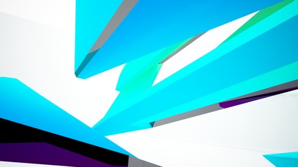 Abstract white and colored gradient  interior multilevel public space with window. 3D illustration and rendering.