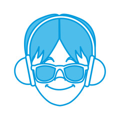 Man with music headphones icon vector illustration graphic design