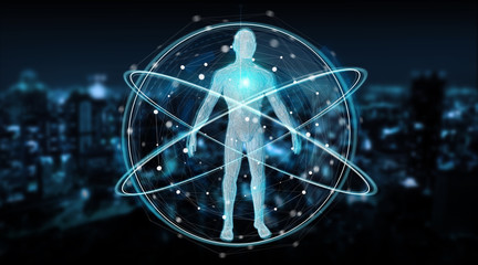 Digital x-ray human body scan background interface 3D rendering