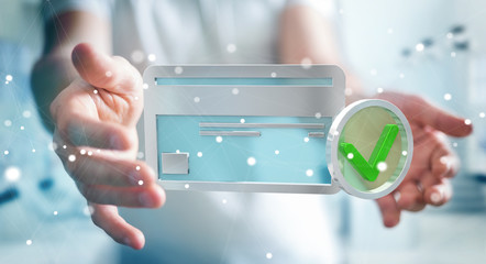 Businessman using credit card to pay online 3D rendering