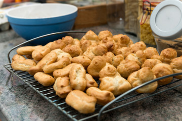 preparation of the small cream puffs