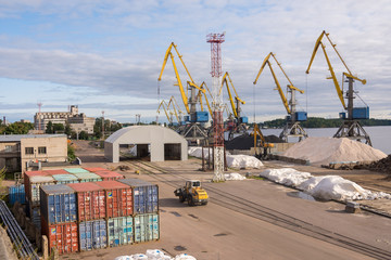 Vyborg. Leningrad region. Russia - August 27, 2017. View of the seaport in Vyborg