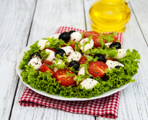 salad with mozarella cheese and vegetables