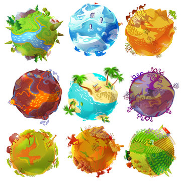 Cartoon Earth Planets Set