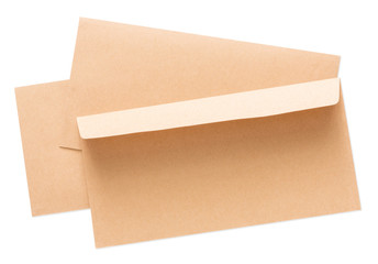 Valentine day letter in envelope isolated on white background