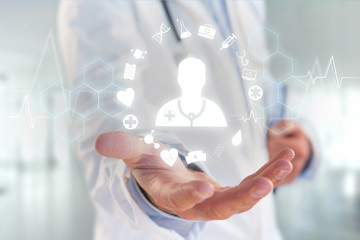 Medecine and general healthcare icon displayed on a technology medical interace interface