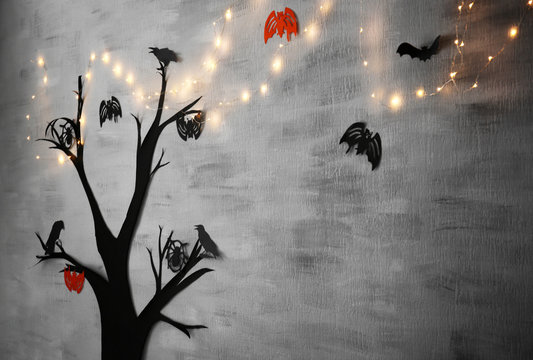 Creative decor for Halloween party on wall