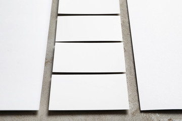 Blank cards on grey background. Mock up for design