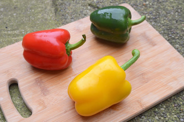 Peppers on a chopping board
