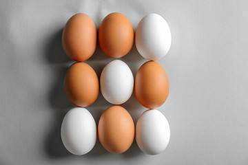 Chicken eggs on light background