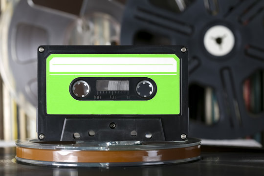 Compact cassette and its white and green label