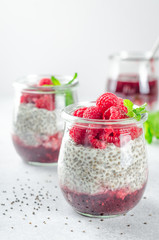 Chia pudding with raspberries