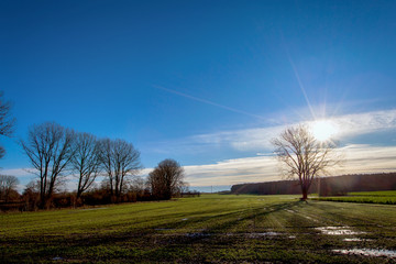 Beautiful winter sunrise in northern Germany